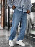 Light Blue Effect Washed Baggy Jeans GJ-17151/17186-7