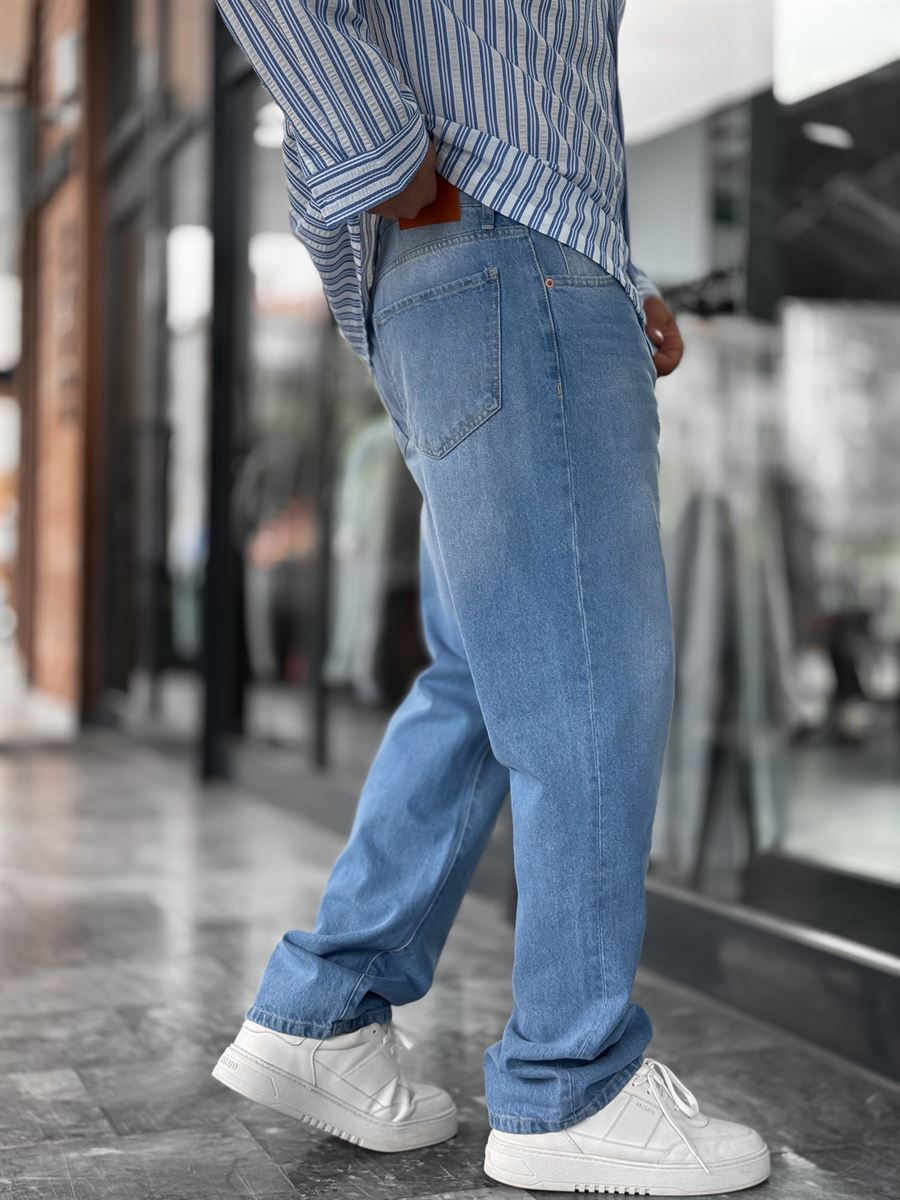 Light Blue Effect Washed Baggy Jeans GJ-17151/17186-7