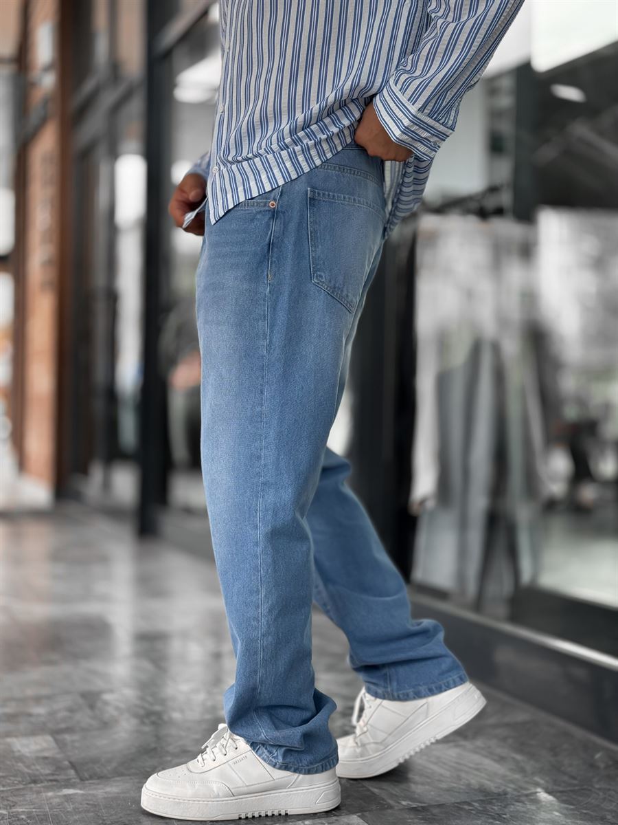 Light Blue Effect Washed Baggy Jeans GJ-17151/17186-7