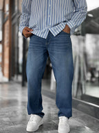 Dark Blue Effect Washed Baggy Jeans GJ-17151/17186-7