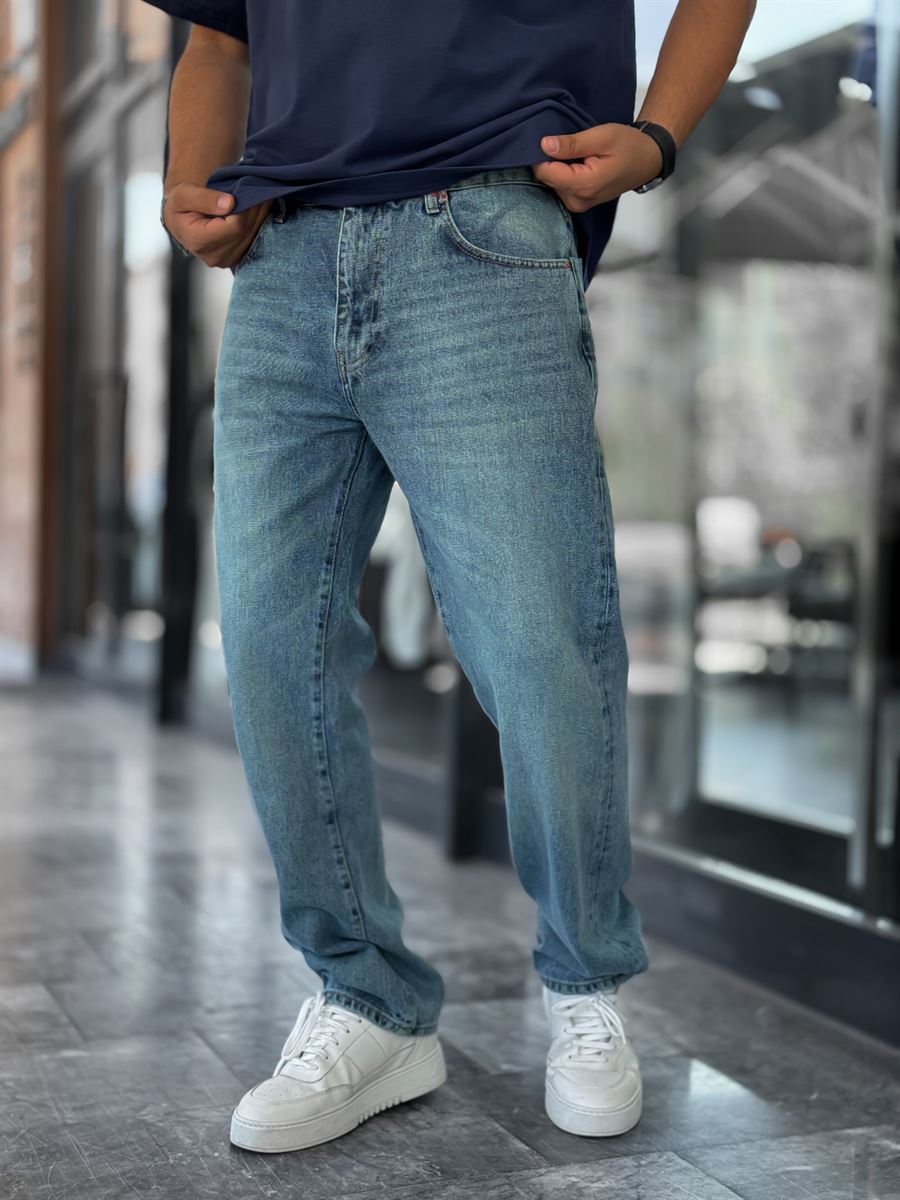 Blue Acid Washed Baggy Jeans GJ-