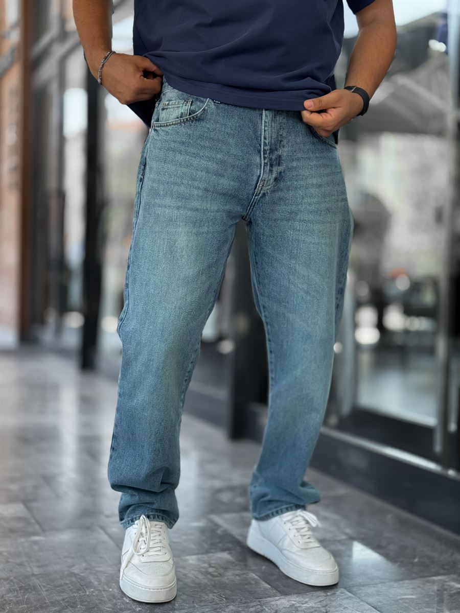 Blue Acid Washed Baggy Jeans GJ-