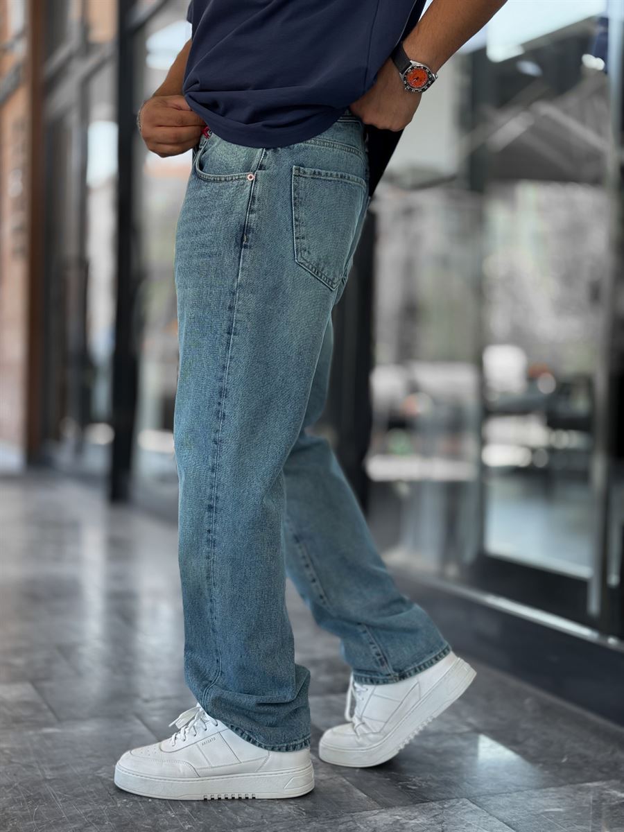 Blue Acid Washed Baggy Jeans GJ-