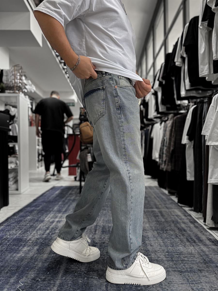 Light Blue Acid Wash Baggy Jeans GJ-