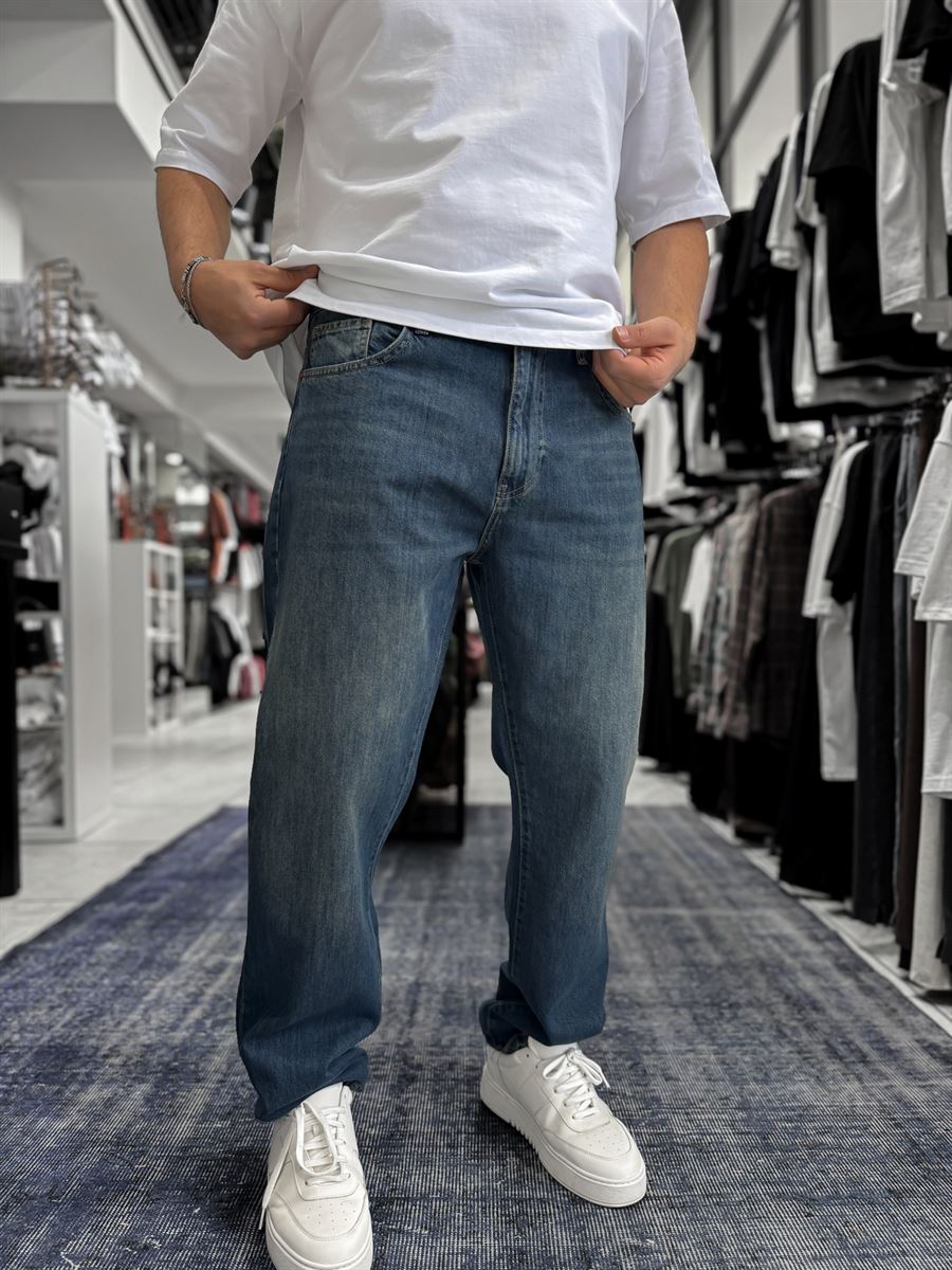 Dark Blue Acid Wash Baggy Jeans GJ-