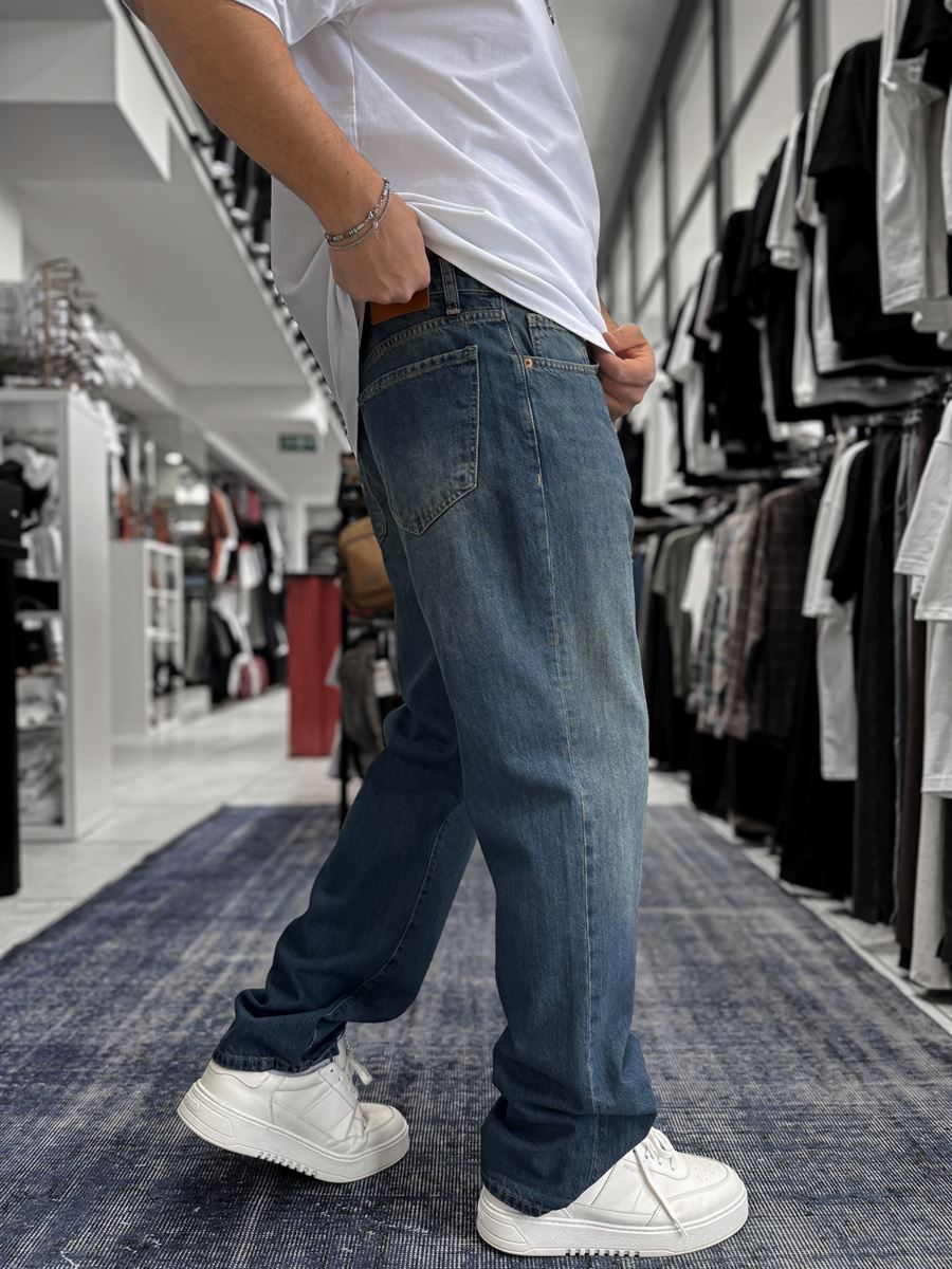 Dark Blue Acid Wash Baggy Jeans GJ-