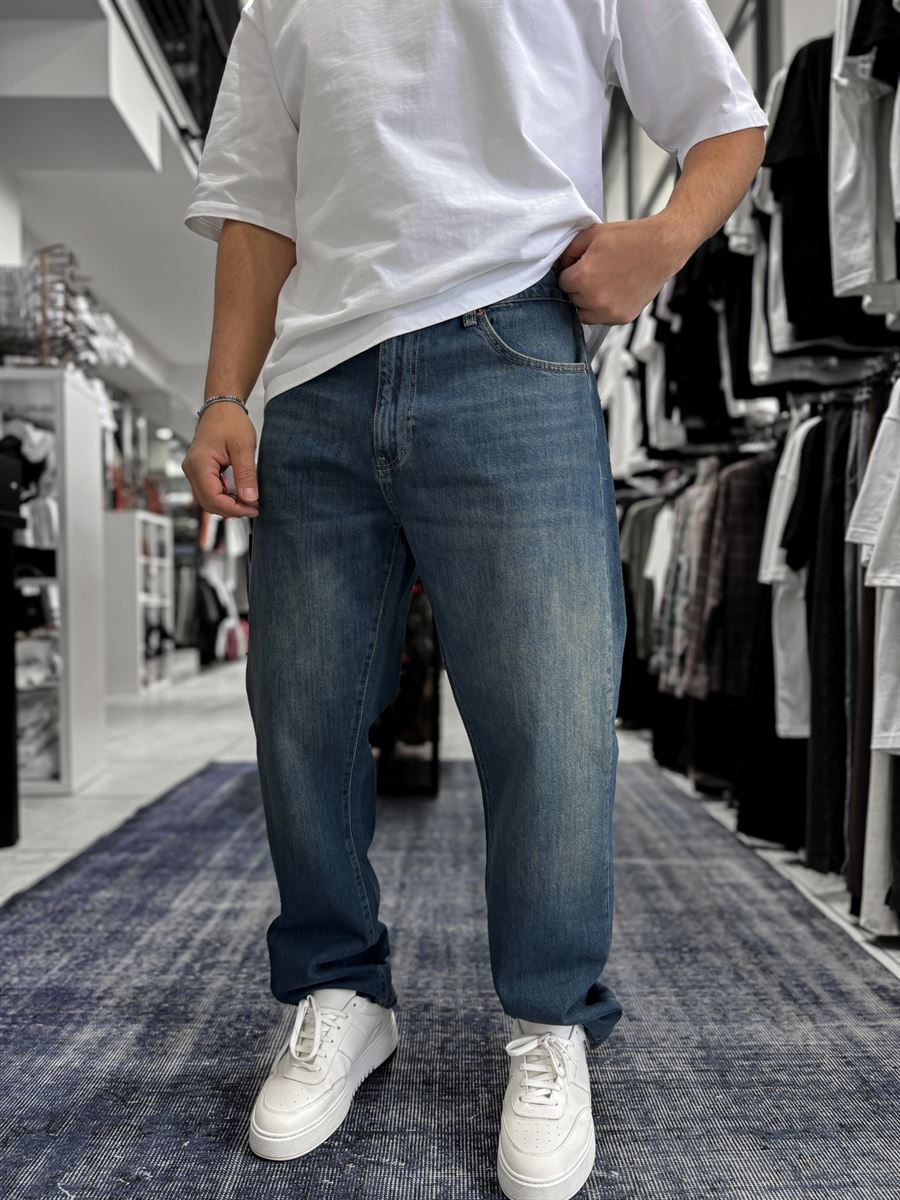 Dark Blue Acid Wash Baggy Jeans GJ-