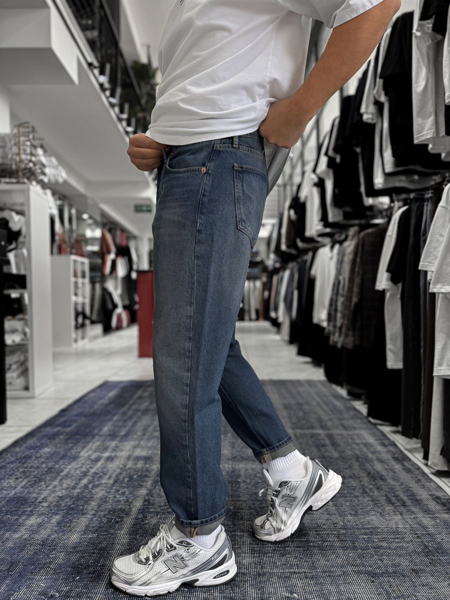 Dark Blue Washed Effect Boyfriend GJ-17154-53