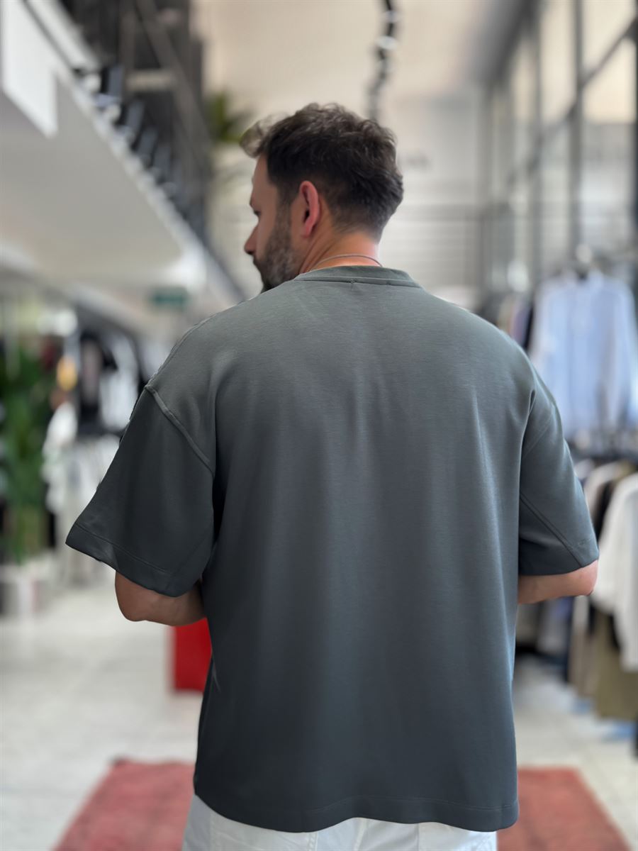Khaki Basic Modal Fabric Oversize T-Shirt BY-0002