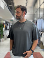 Khaki Basic Modal Fabric Oversize T-Shirt BY-0002