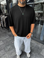 Black Basic Modal Fabric Oversize T-Shirt BY-0002