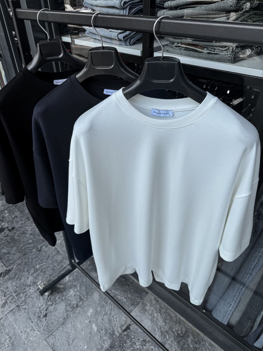 Navy Blue Basic Modal Fabric Oversize T-Shirt BY-0002