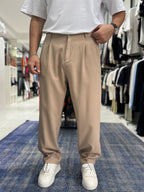 Beige Double Pleated Baggy Pants ES-80-26