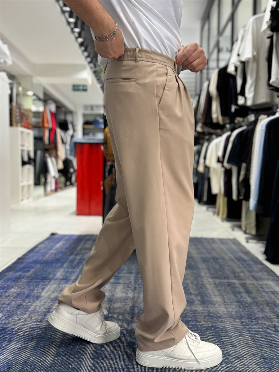 Beige Double Pleated Baggy Pants ES-80-26