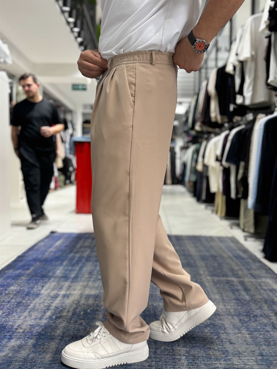 Beige Double Pleated Baggy Pants ES-80-26
