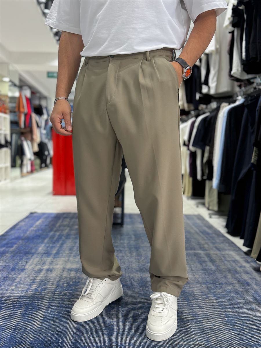Khaki Double Pleated Baggy Pants ES-80-26