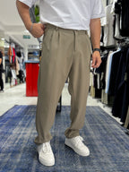 Khaki Double Pleated Baggy Pants ES-80-26