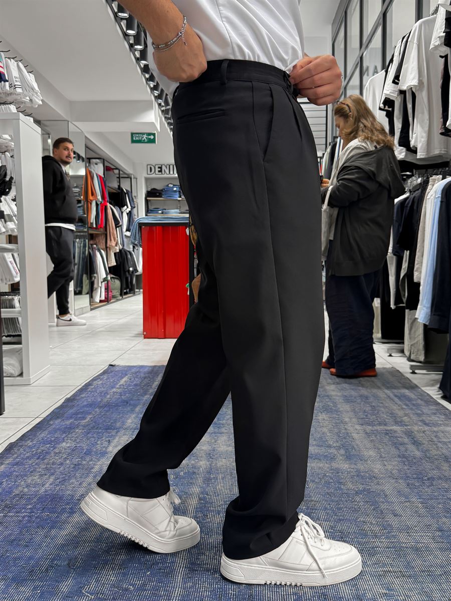 Black Double Pleated Baggy Pants ES-80-26