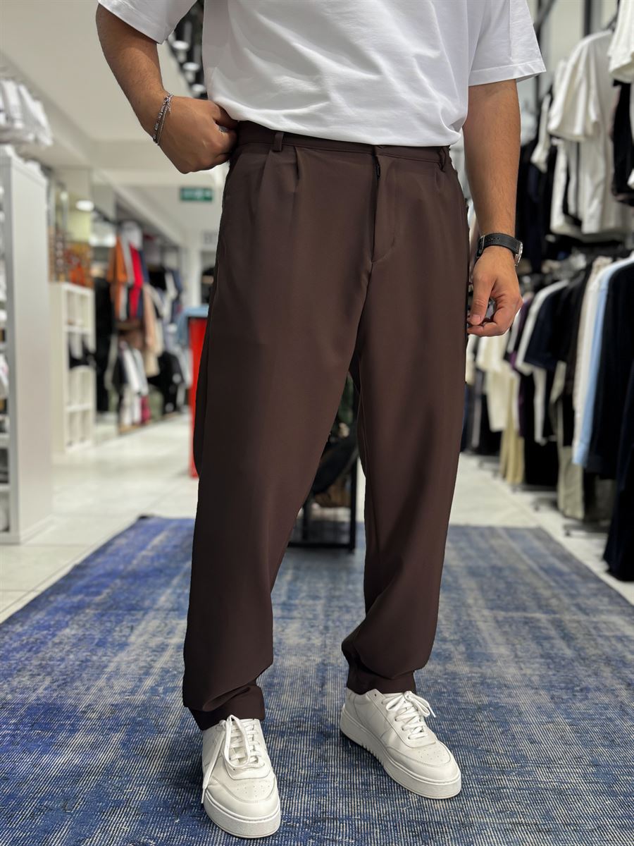 Coffee Double Pleated Baggy Pants ES-80-26