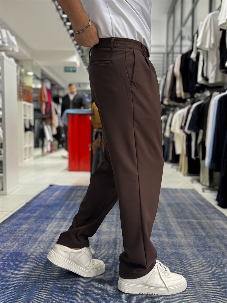 Coffee Double Pleated Baggy Pants ES-80-26