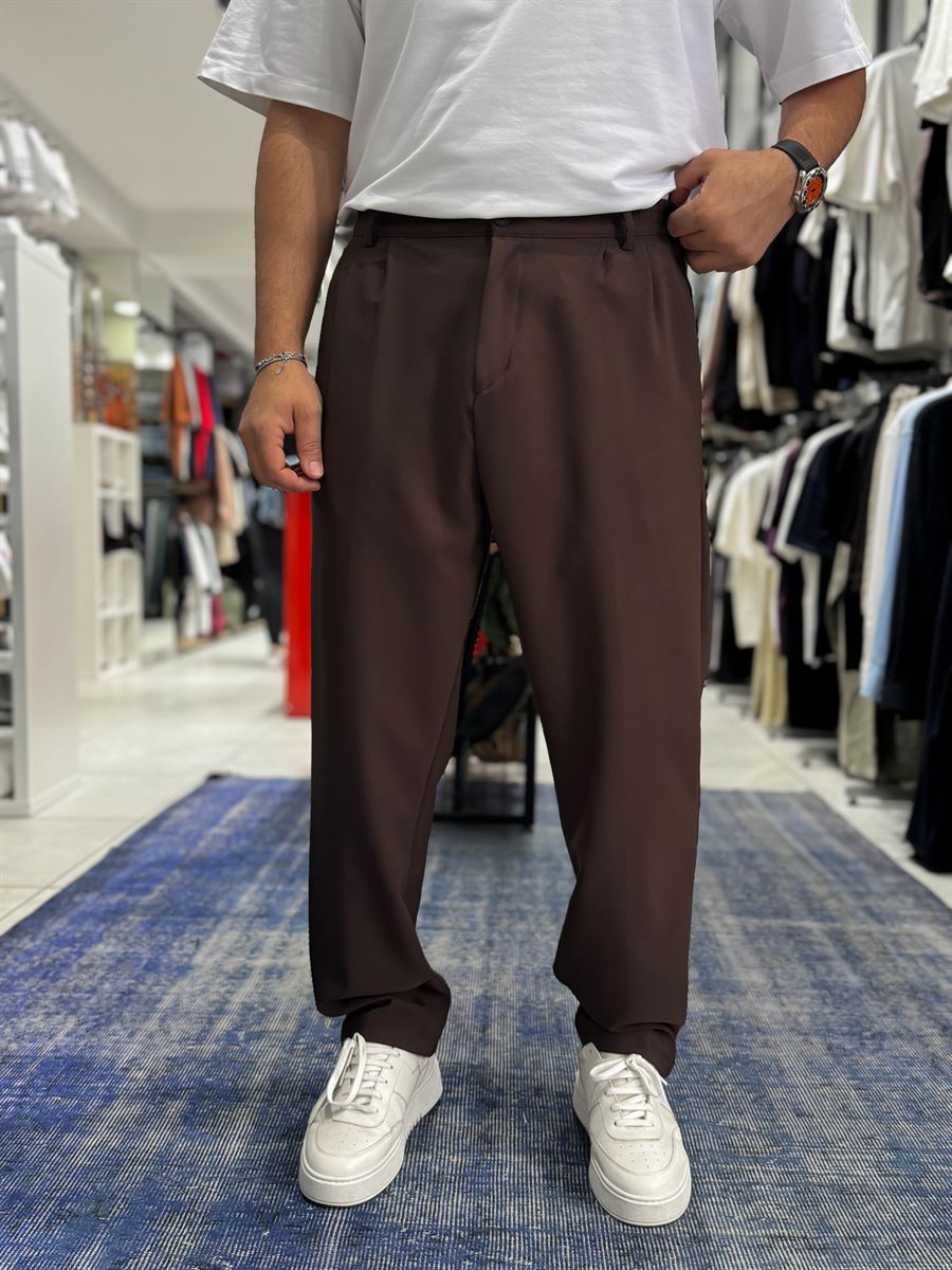 Coffee Double Pleated Baggy Pants ES-80-26