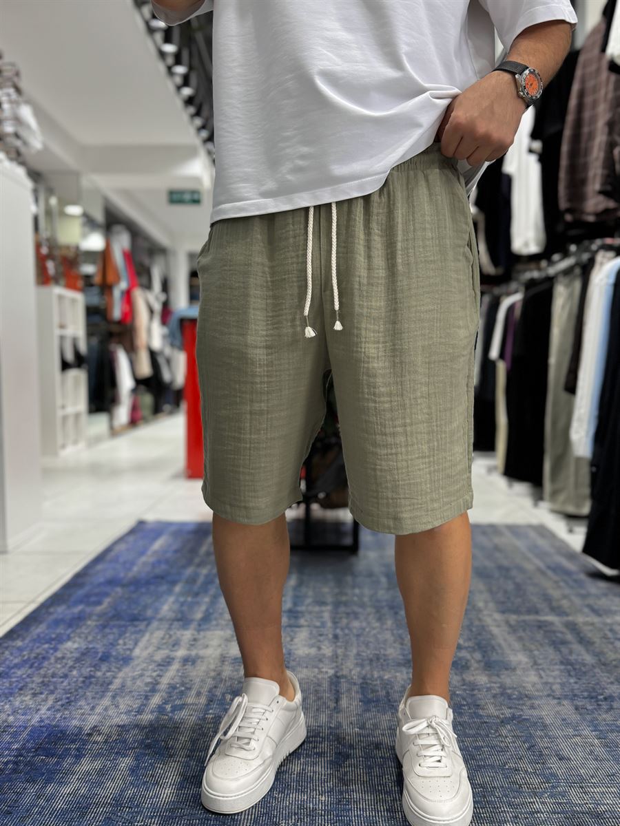 Green Muslin Fabric Shorts TW-1117