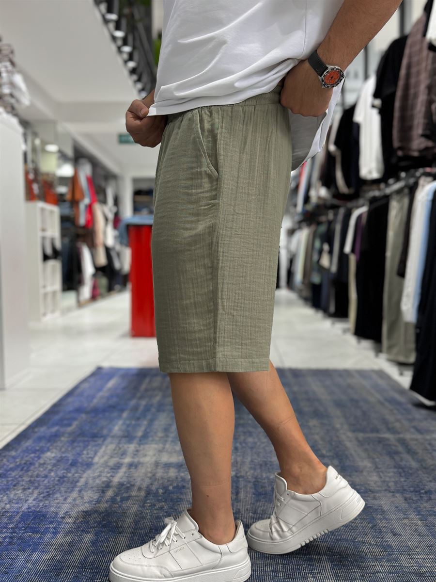 Green Muslin Fabric Shorts TW-1117