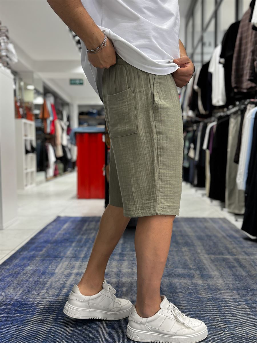 Green Muslin Fabric Shorts TW-1117