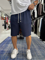 Navy Blue Muslin Fabric Shorts TW-1117
