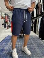 Navy Blue Muslin Fabric Shorts TW-1117