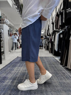 Navy Washed Tencel Fabric Shorts TW-1082