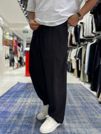 Black Linen Textured Baggy Pants JJ-105