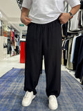 Black Linen Textured Baggy Pants JJ-105