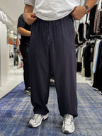 Navy Blue Linen Textured Baggy Pants JJ-105