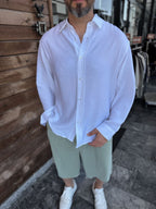 White Basic Tencel Oversize Shirt JJ-171