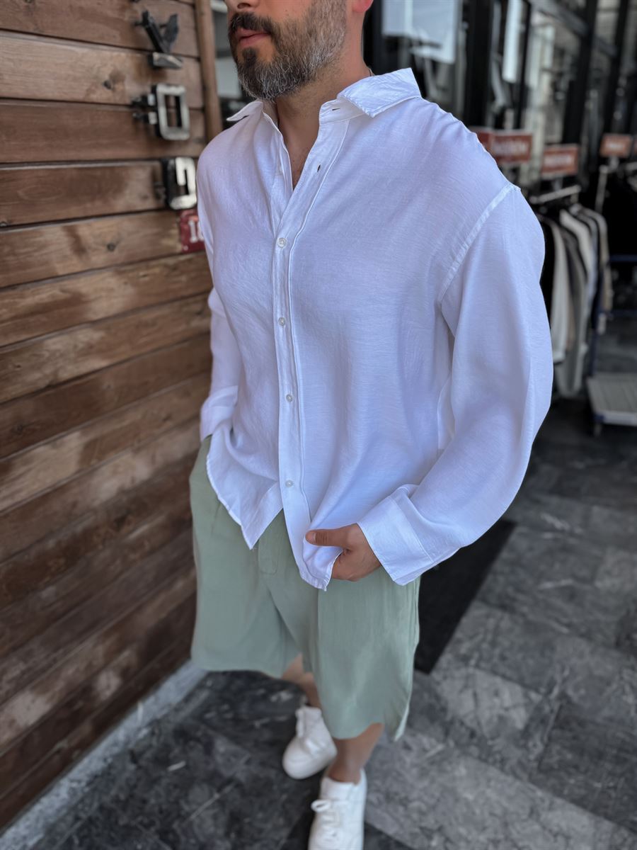 White Basic Tencel Oversize Shirt JJ-171