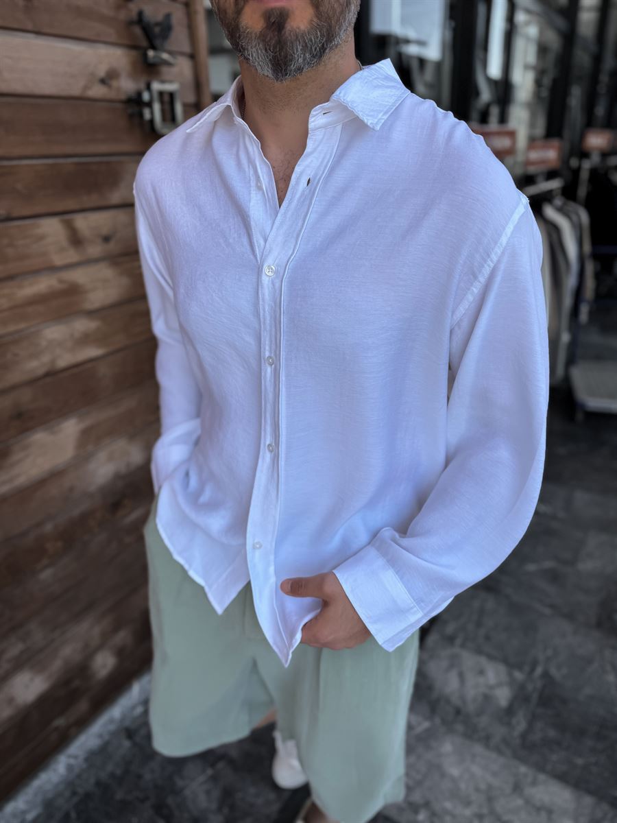 White Basic Tencel Oversize Shirt JJ-171