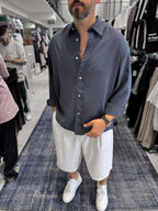 Anthracite Basic Tencel Oversize Shirt JJ-171