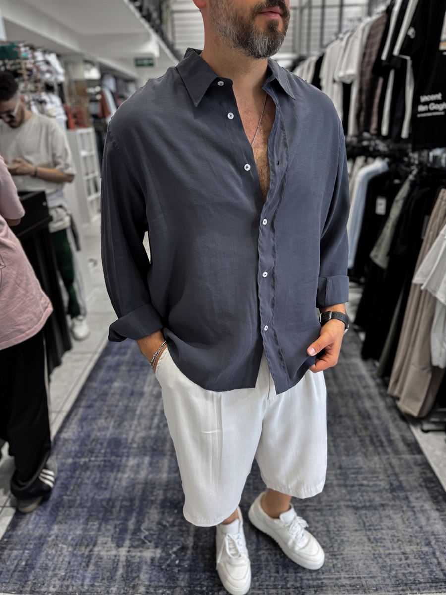Anthracite Basic Tencel Oversize Shirt JJ-171