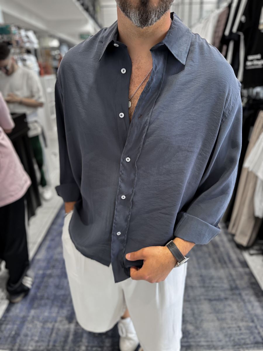 Anthracite Basic Tencel Oversize Shirt JJ-171