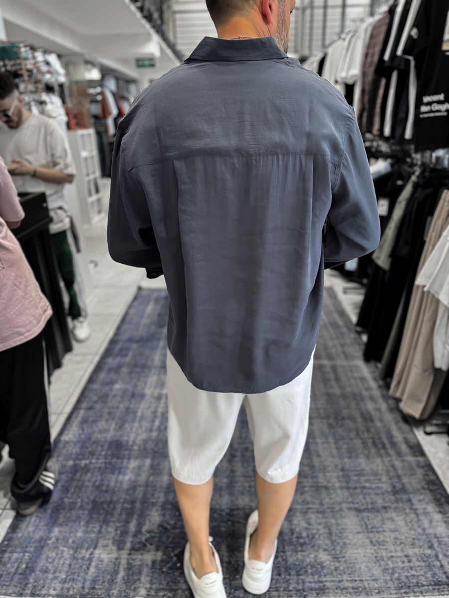 Anthracite Basic Tencel Oversize Shirt JJ-171