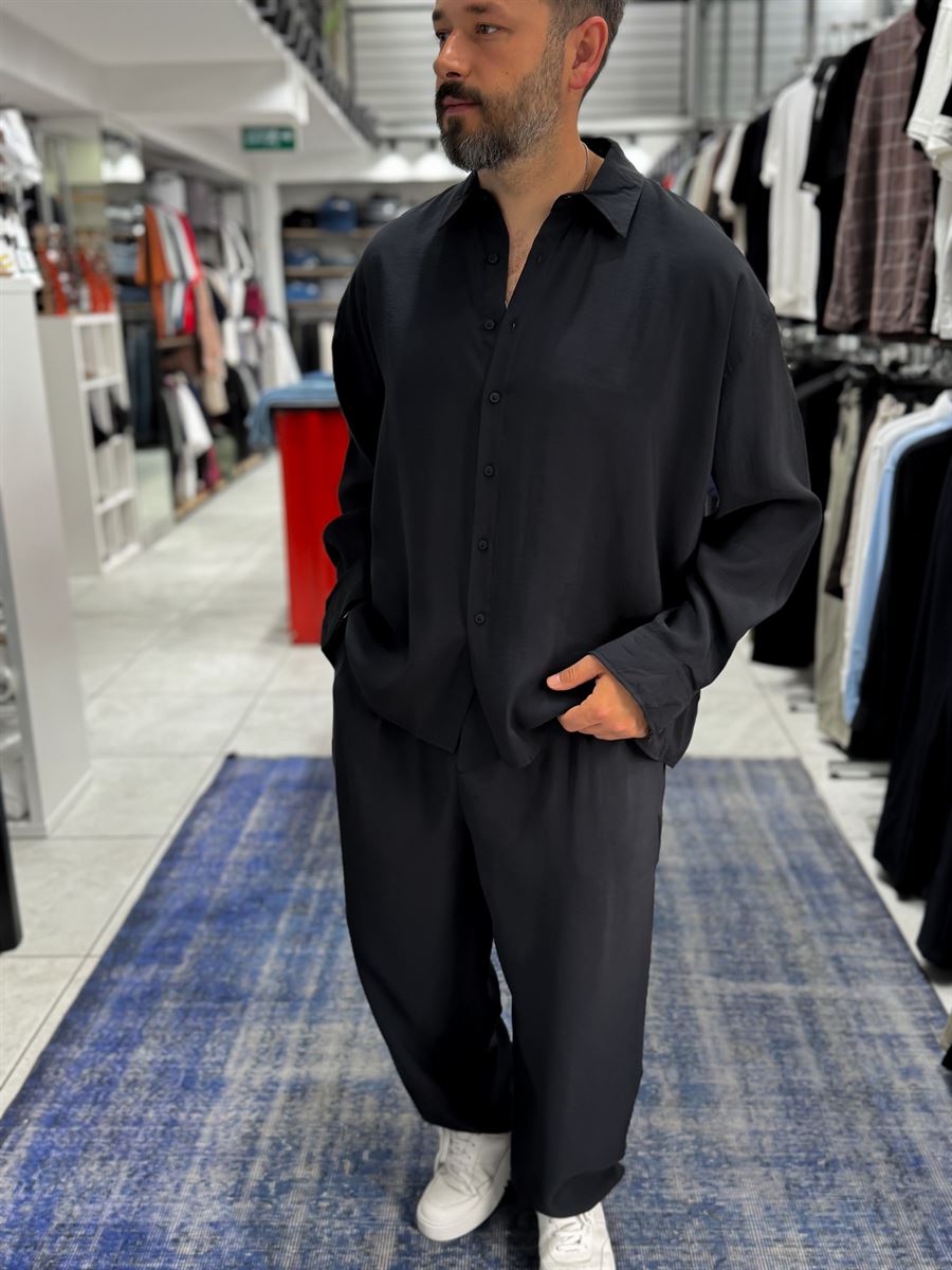 Black Tencel Fabric Oversize Shirt TW-1176