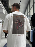 White Wolf Embroidered Oversize T-Shirt SW-5158