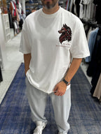 White Wolf Embroidered Oversize T-Shirt SW-5158
