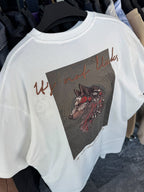 White Wolf Embroidered Oversize T-Shirt SW-5158