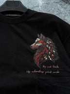 Black Wolf Embroidered Oversize T-Shirt SW-5158