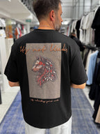 Black Wolf Embroidered Oversize T-Shirt SW-5158