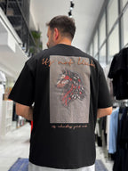 Black Wolf Embroidered Oversize T-Shirt SW-5158