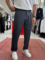 Anthracite Pleated Slim Trousers TW-1002