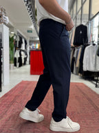 Navy Blue Pleated Slim Trousers TW-1002